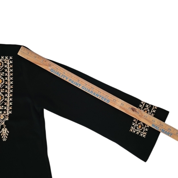 Abyaa Black Embroidered Abaya Dress Made in Jordan Modest Ramadan Eid Kaftan SzS - Picture 14 of 15